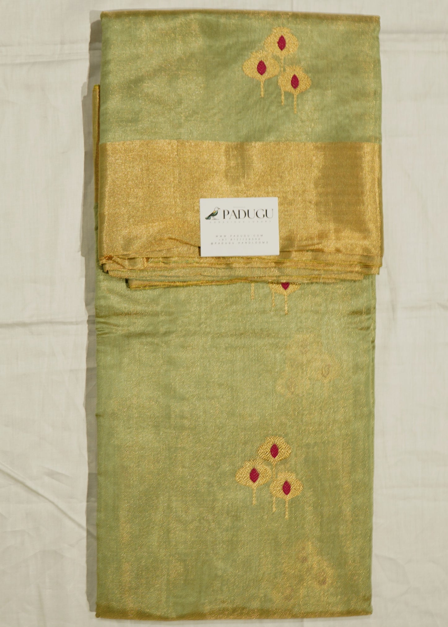 Jade Chanderi Eknaliya Zari buti  Pure Silk Handloom Saree