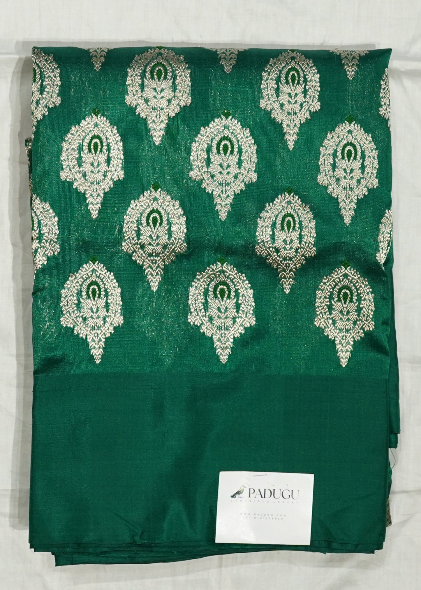 Green Chanderi All Over Jamdani Pure Silk Handloom Saree