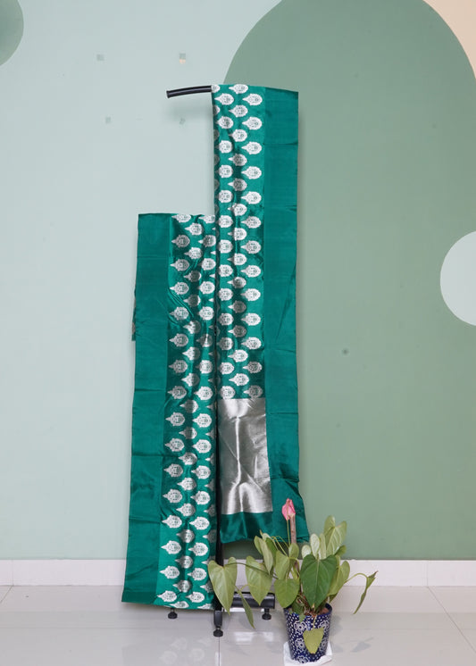 Green Chanderi All Over Jamdani Pure Silk Handloom Saree