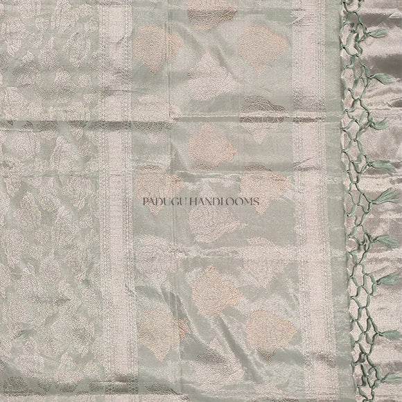 Light Jade Katan All Over Work Pure Silk Handloom Saree