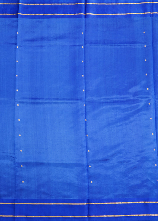 Rama Blue Banaras Iktara  Katan Silk Pure Handloom Saree