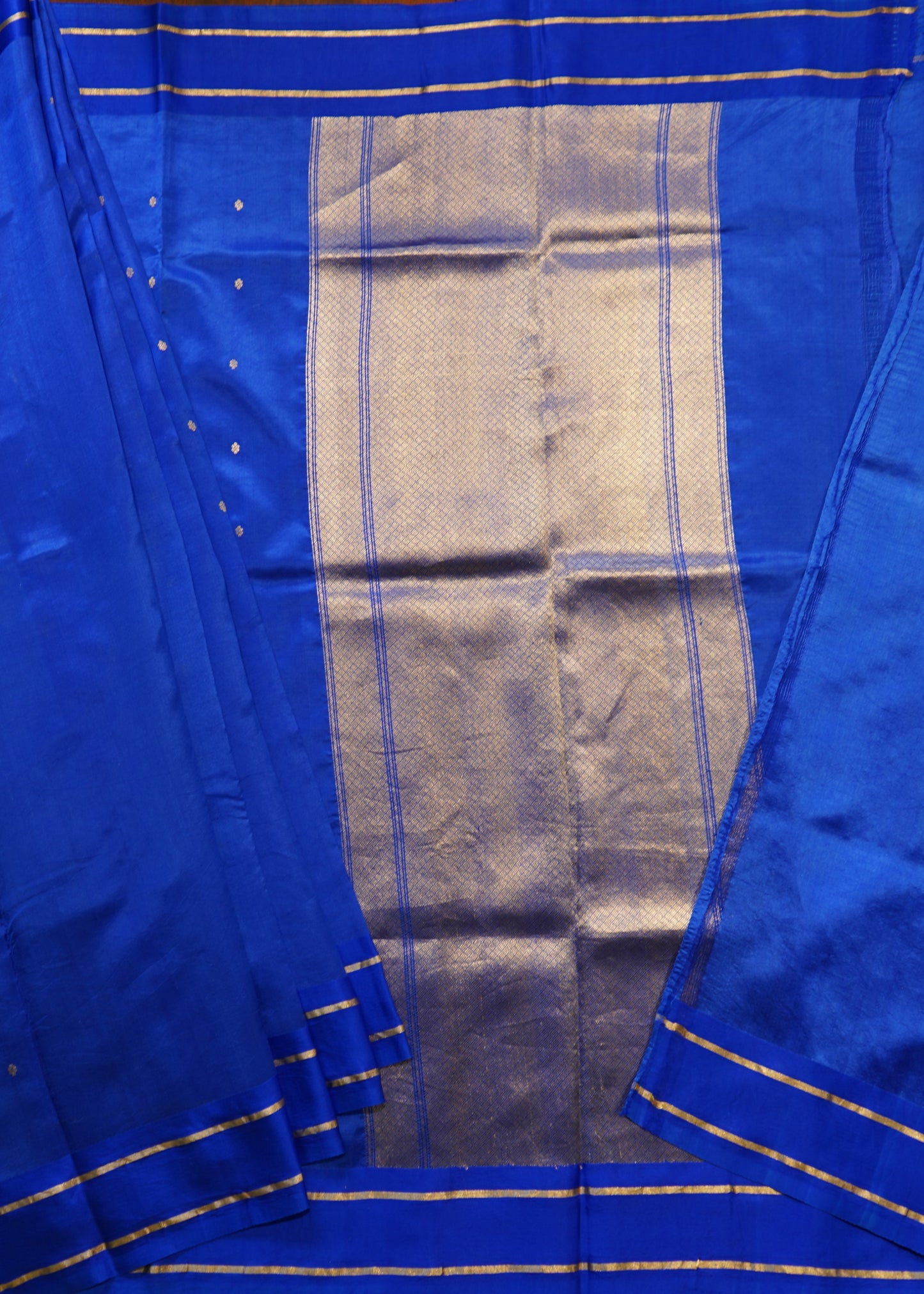 Rama Blue Banaras Iktara  Katan Silk Pure Handloom Saree