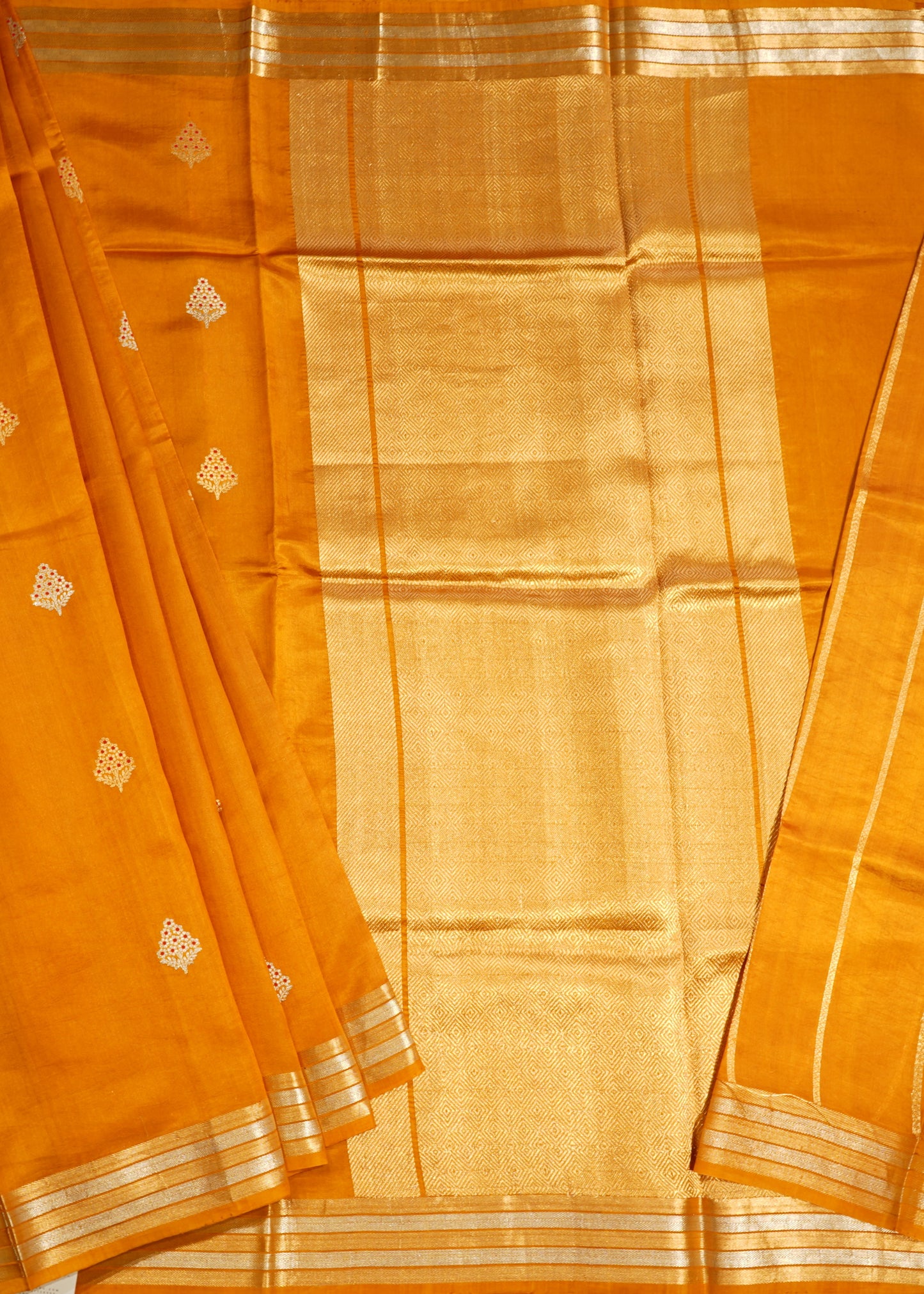 Mustard Yellow Banaras Iktara Katan Meenakari Zari Buti Zari Border Pure Silk Handloom Saree