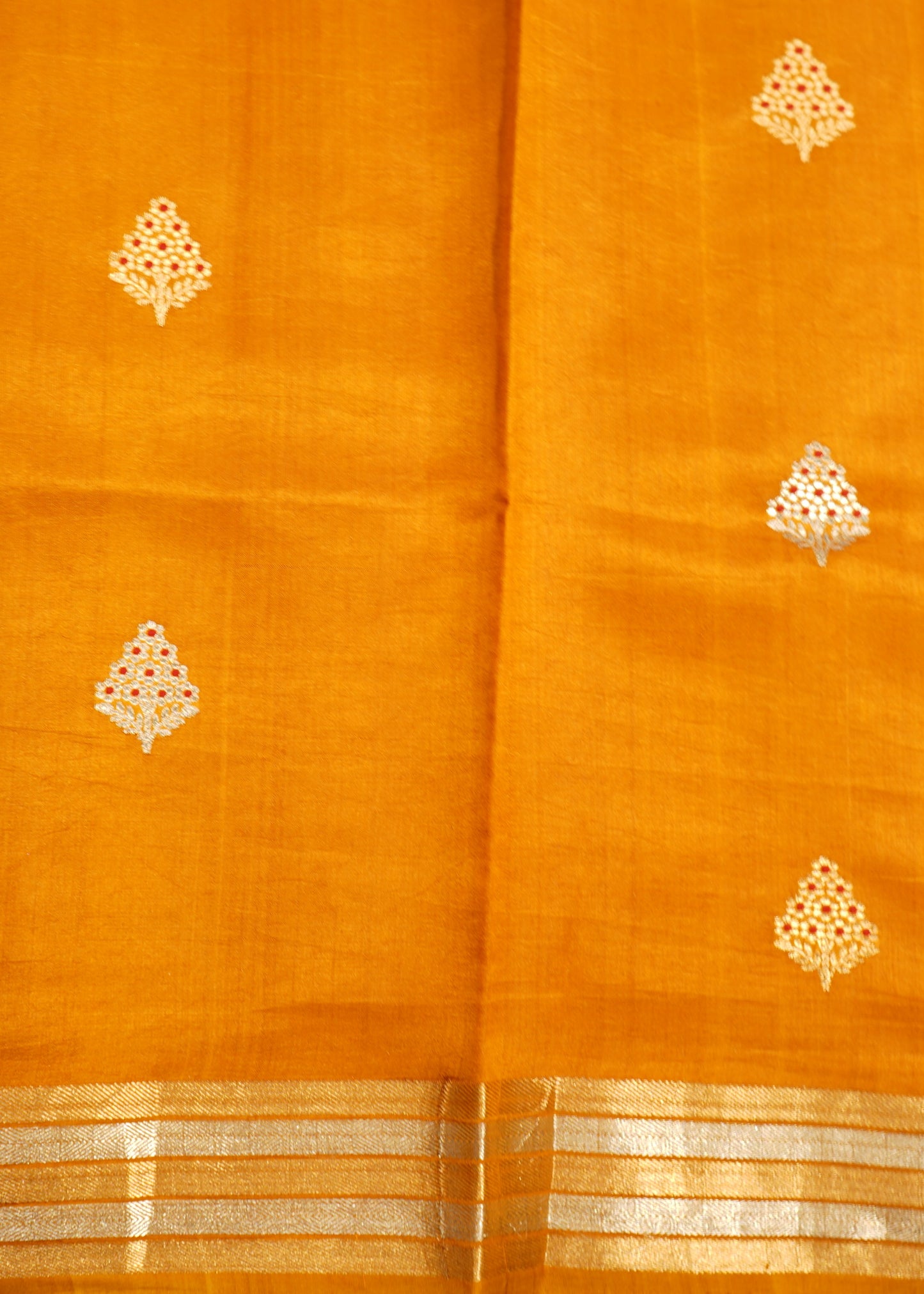 Mustard Yellow Banaras Iktara Katan Meenakari Zari Buti Zari Border Pure Silk Handloom Saree