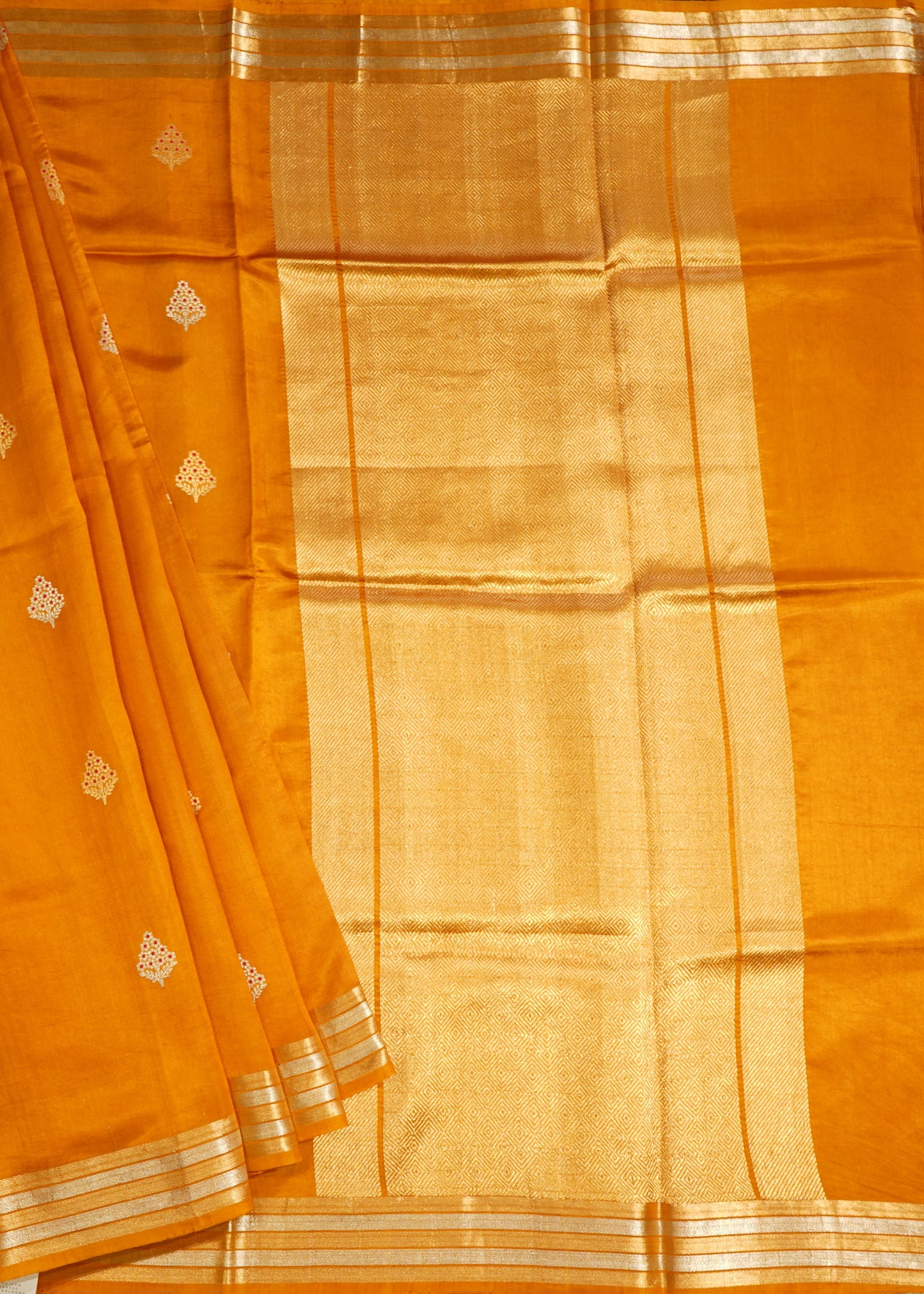 Mustard Yellow Banaras Iktara Katan Meenakari Zari Buti Zari Border Pure Silk Handloom Saree