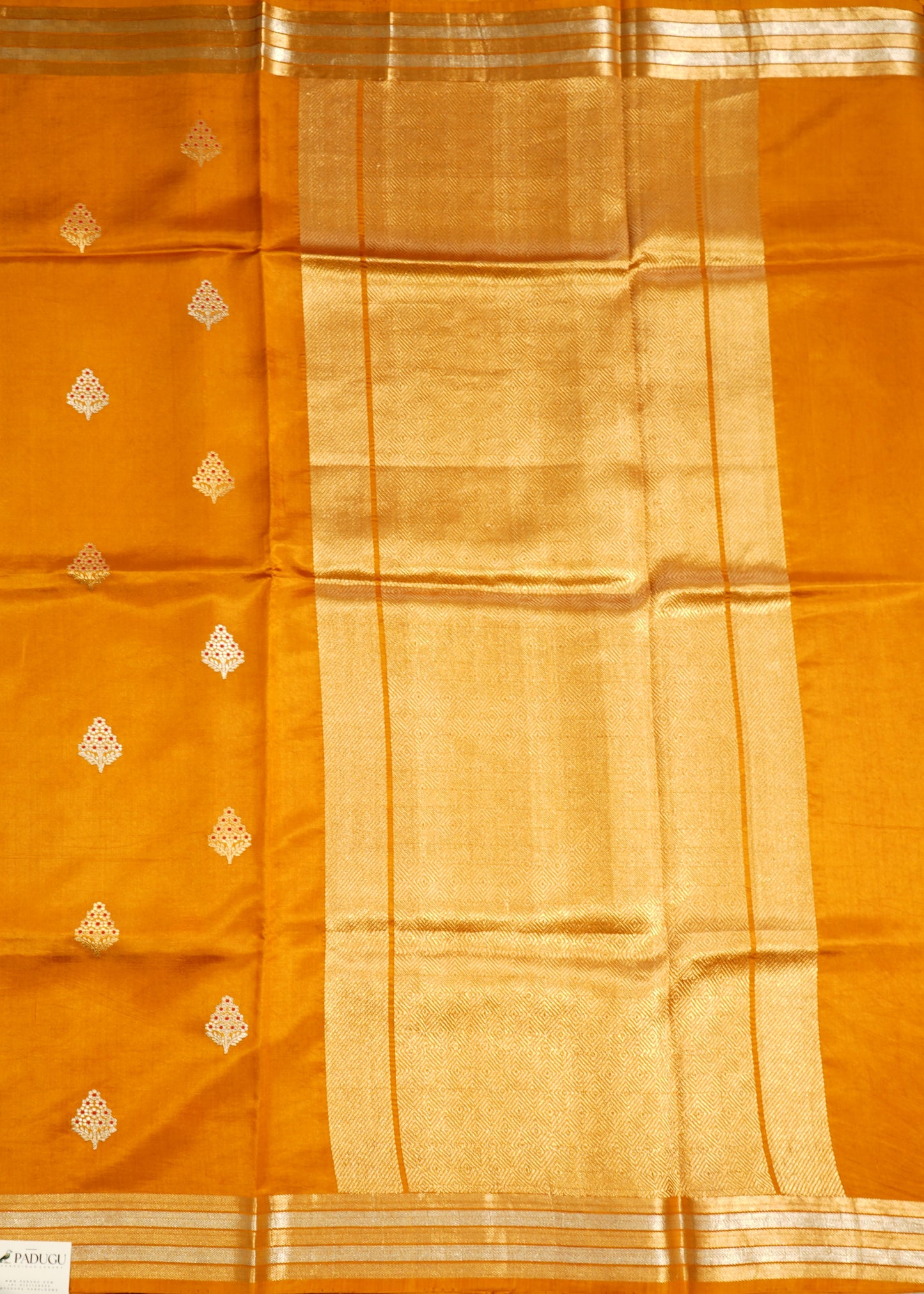 Mustard Yellow Banaras Iktara Katan Meenakari Zari Buti Zari Border Pure Silk Handloom Saree