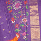 Violet Ponduru All Over Zari Buti Pallu Jamdani Zari Border Pure Cotton Handloom Saree