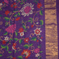 Violet Ponduru All Over Zari Buti Pallu Jamdani Zari Border Pure Cotton Handloom Saree