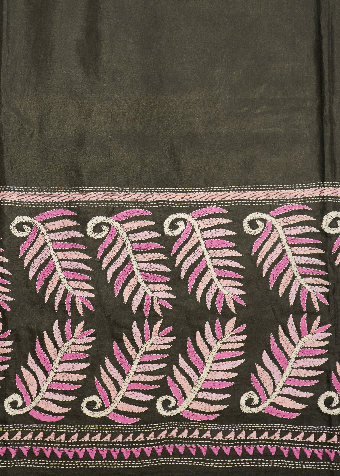 Black Bengal Kantha Pure Silk Handloom Saree