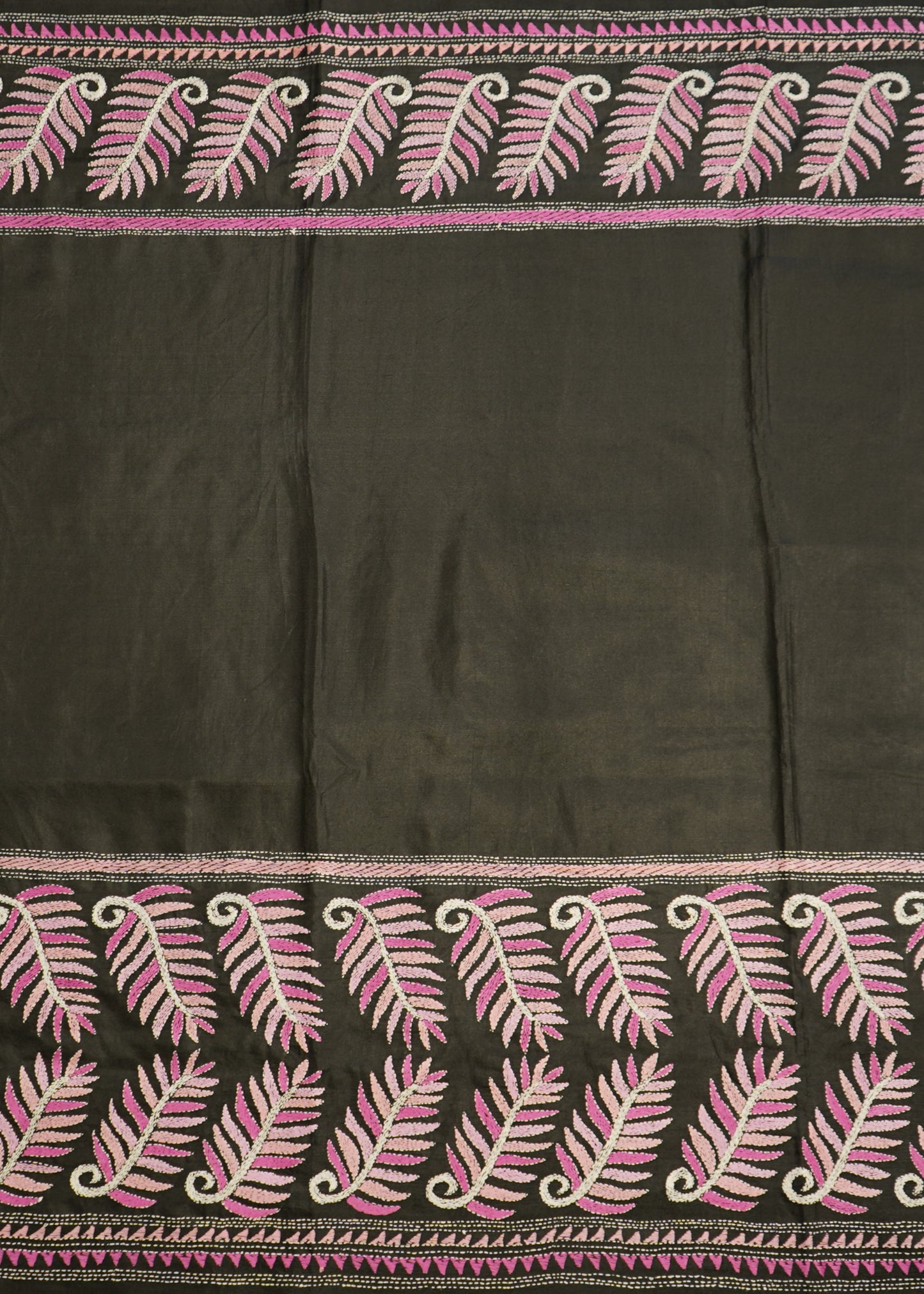 Black Bengal Kantha Pure Silk Handloom Saree