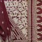 Maroon Bengal Kantha Pure Silk Handloom Saree