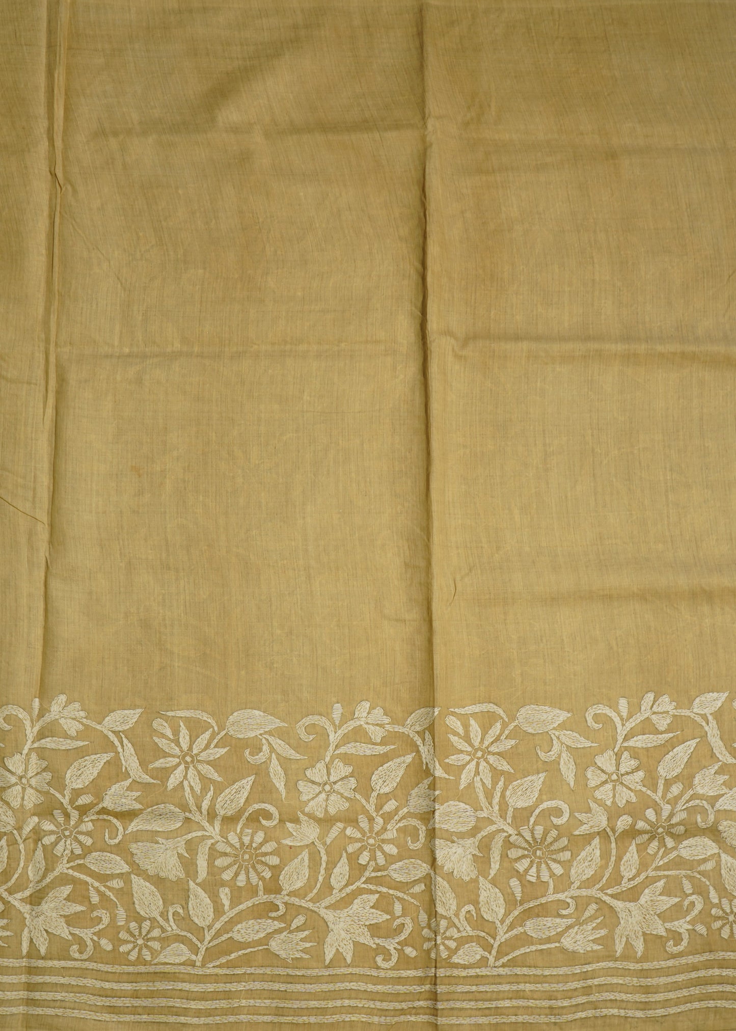 Cream Bengal Tussar Gicha Pure Silk Handloom Saree