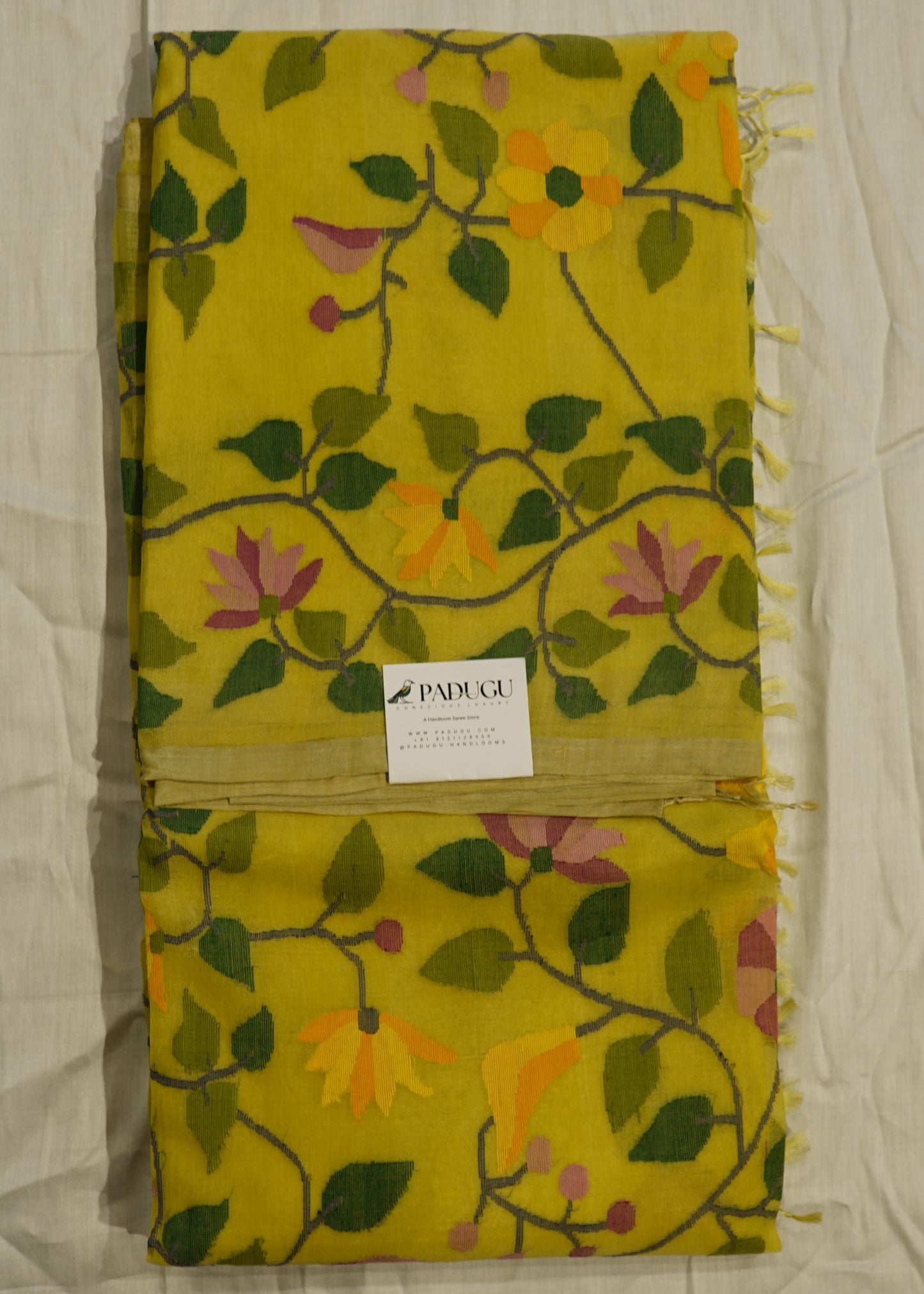 Yellow Bengal All Over Jamdani Pure Silk Handloom Saree