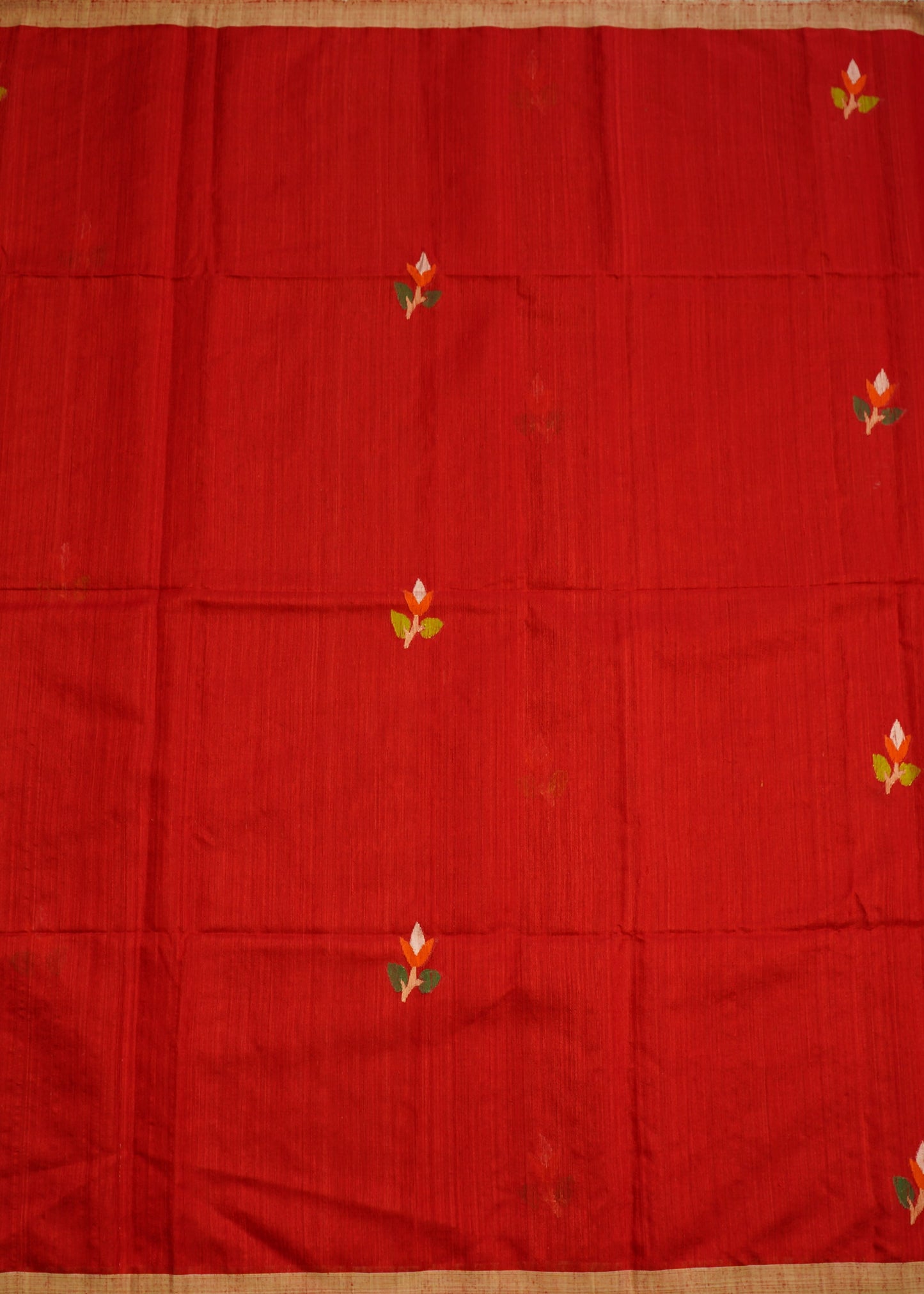 Red Bengal Mutka Jamdani Pure Silk Handloom Saree