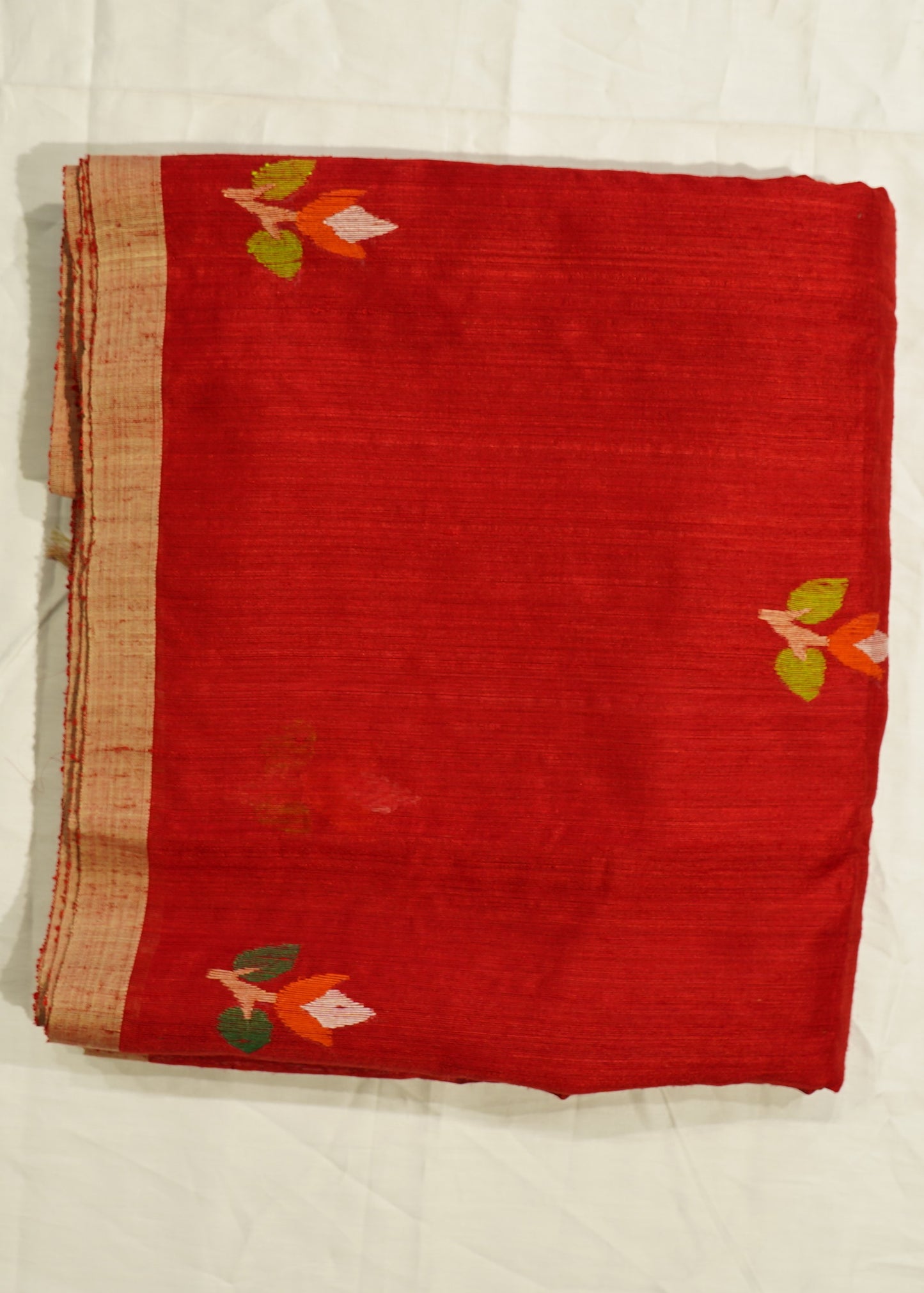 Red Bengal Mutka Jamdani Pure Silk Handloom Saree