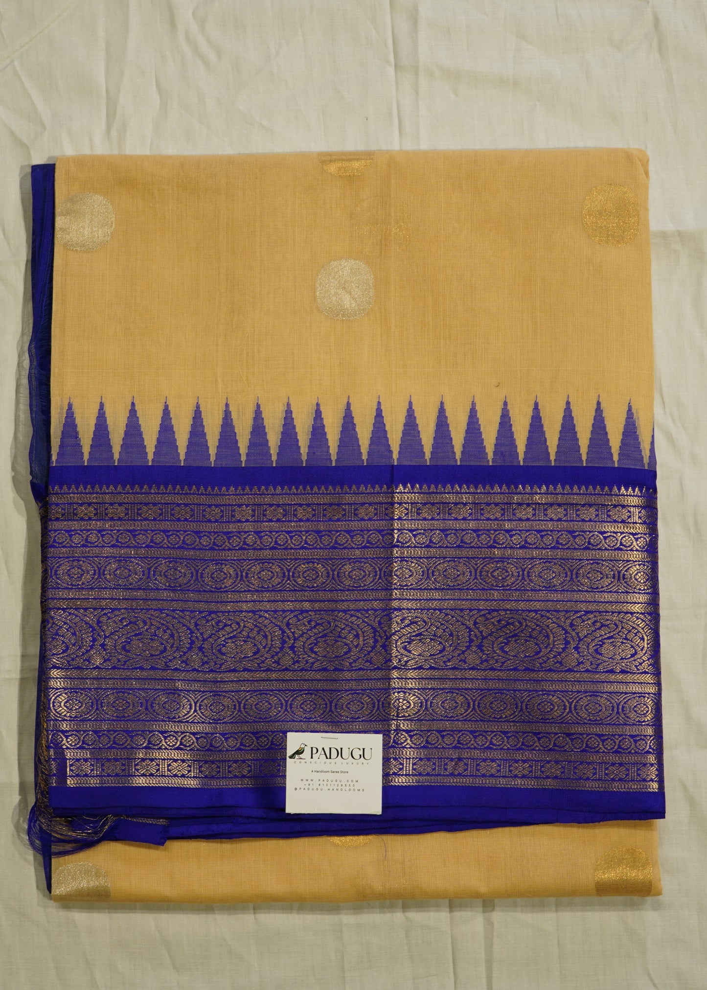 Cream Chanderi Strips Cotton Silk Pure Handloom Saree