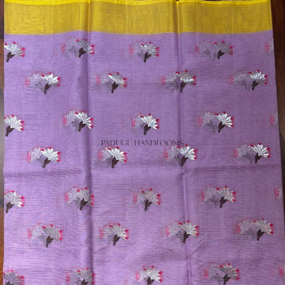 Lavendar Zari Kota Pure Handloom Saree