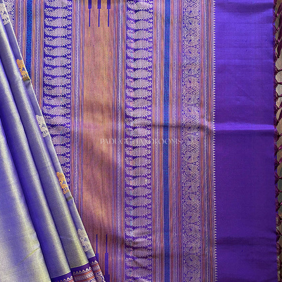 Lavender Blue Kanchi Pure Silk Handloom Saree