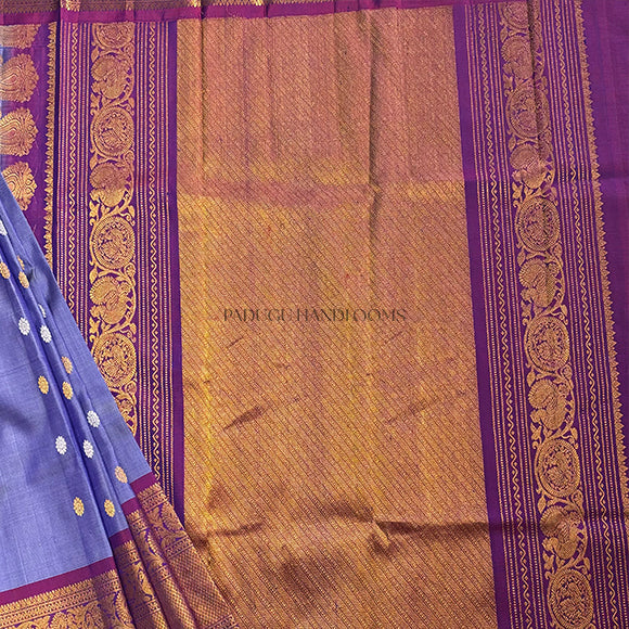 Lavender Gadwal Pure Silk Handloom Saree