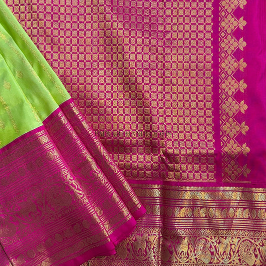 Light Green Pure Silk Venkatagiri Handloom Saree