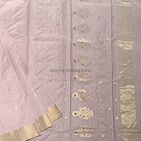 Onion Pink Chanderi Cotton Silk Pure Handloom Saree