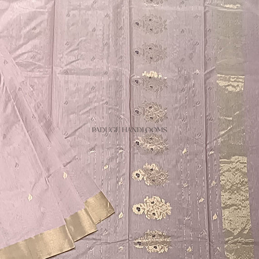 Onion Pink Chanderi Cotton Silk Pure Handloom Saree