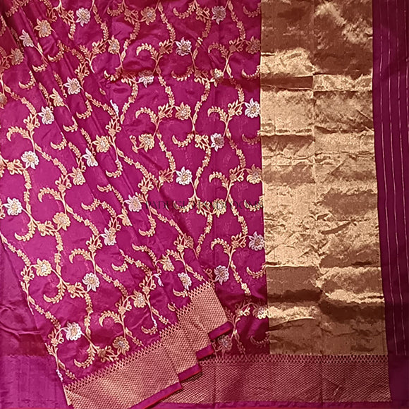 Pink Chanderi Pure Silk All Over Zari Handloom Saree