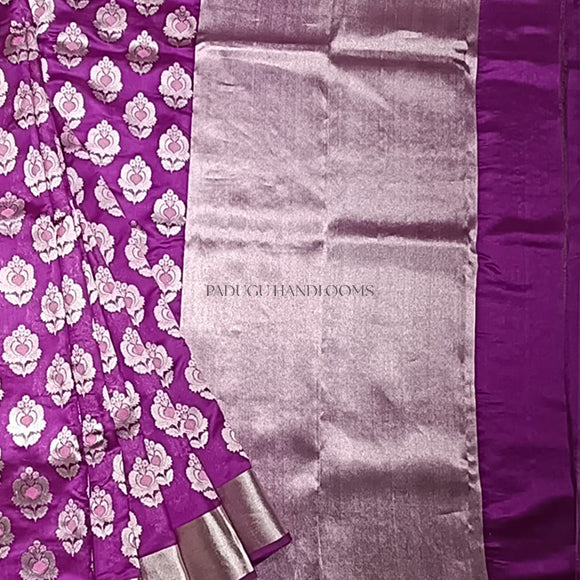 Purple Chanderi Pure Silk Handloom Saree