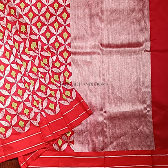 Red Chanderi Pure Silk Handloom Saree