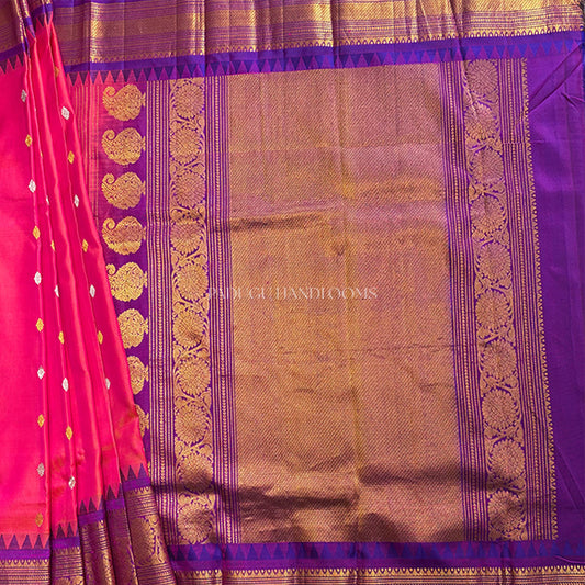 Red Gadwal Pure Silk Handloom Saree