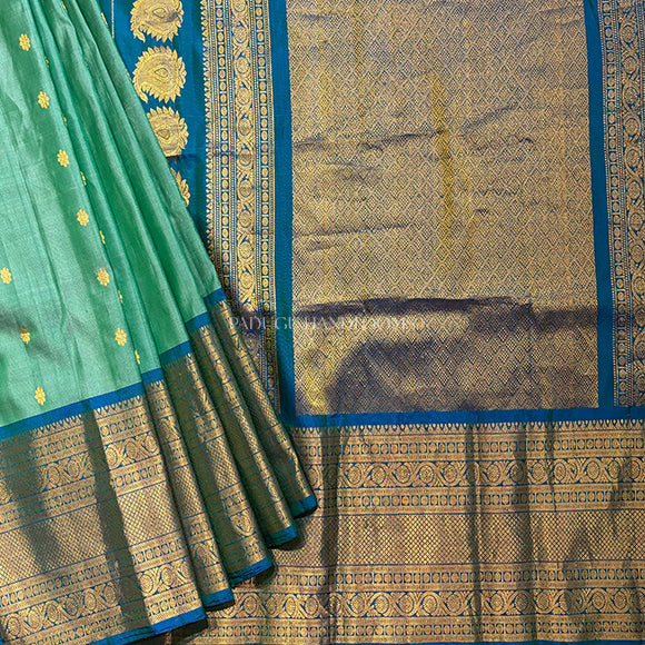 Sea Green Gadwal Pure Silk Handloom Saree