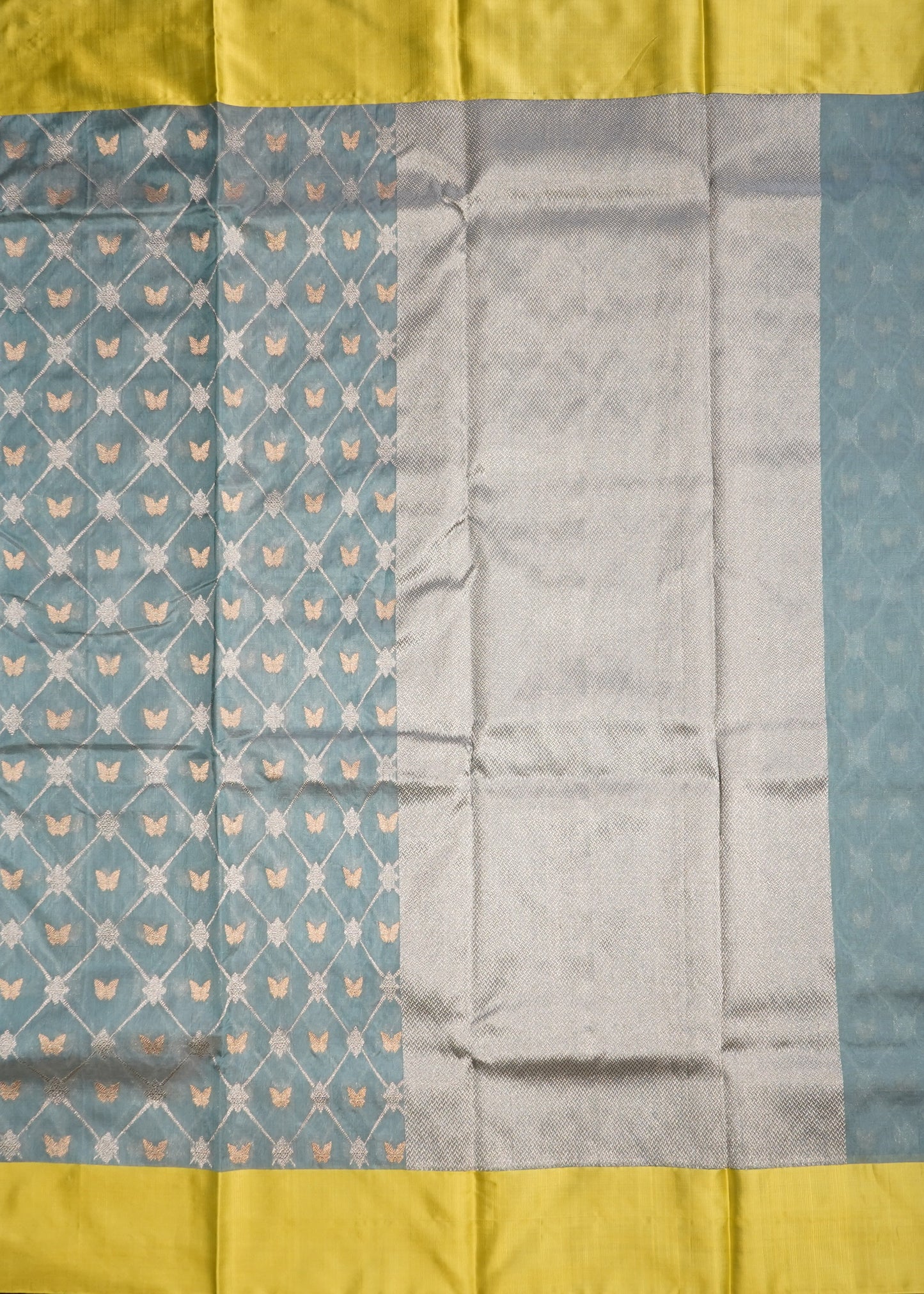 Sea Blue Chanderi All Over Zari Pure Silk Handloom Saree