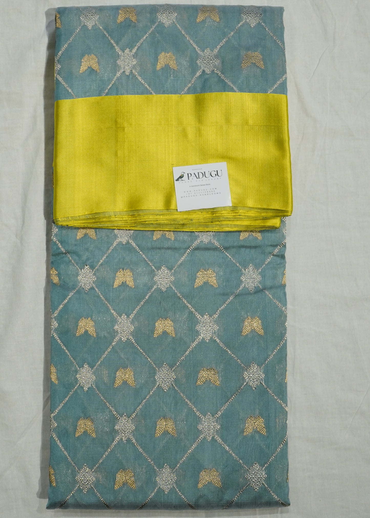 Sea Blue Chanderi All Over Zari Pure Silk Handloom Saree