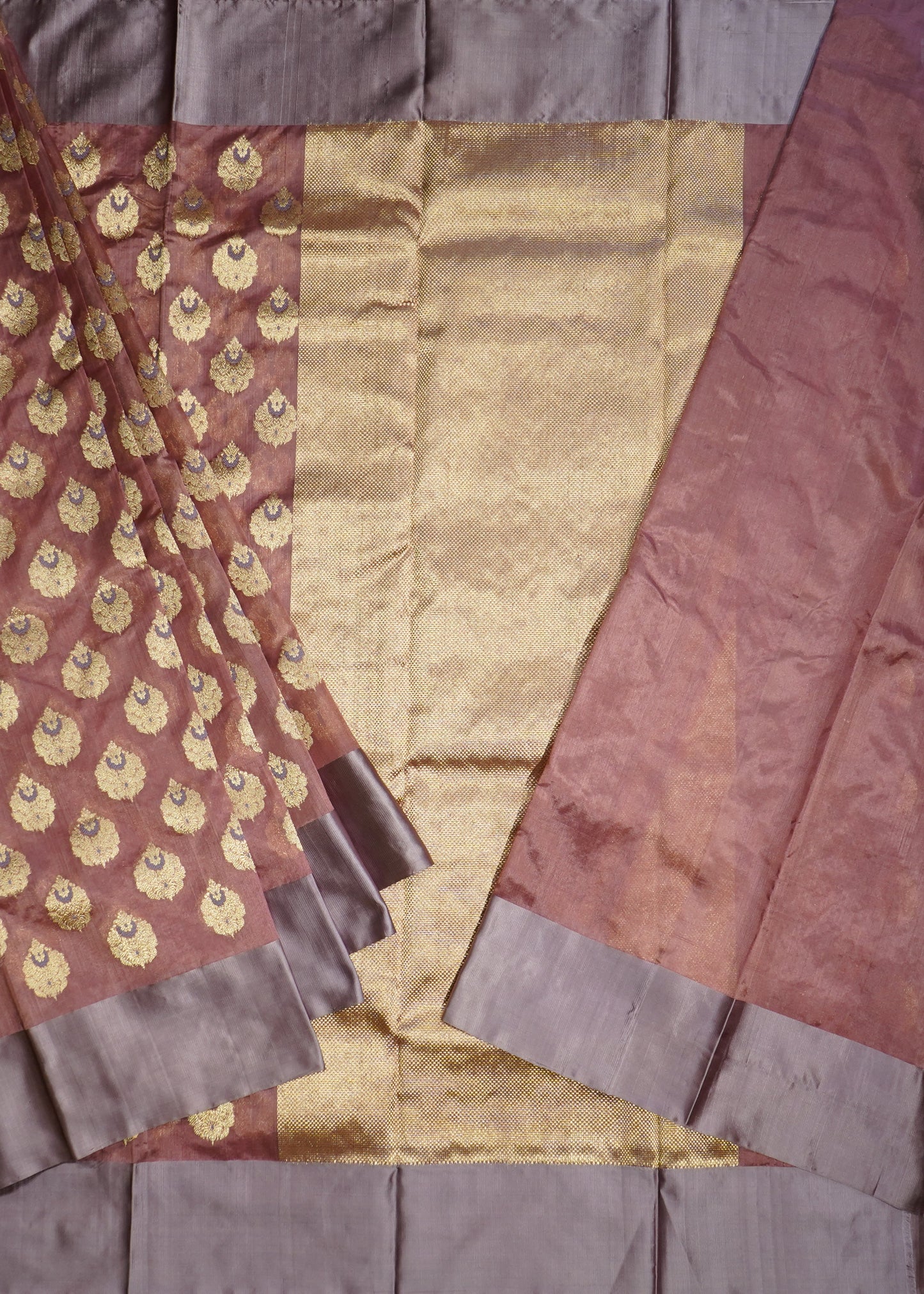 Onion Pink Chanderi All Over Zari Buti Pure Silk Handloom Saree