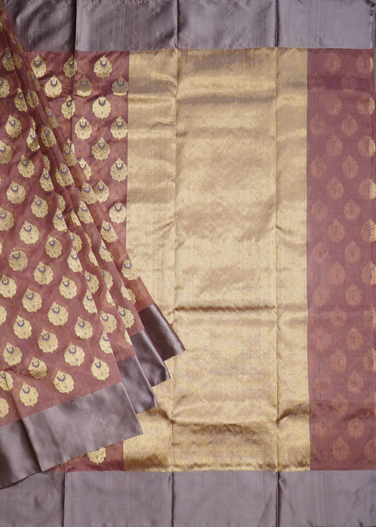 Onion Pink Chanderi All Over Zari Buti Pure Silk Handloom Saree