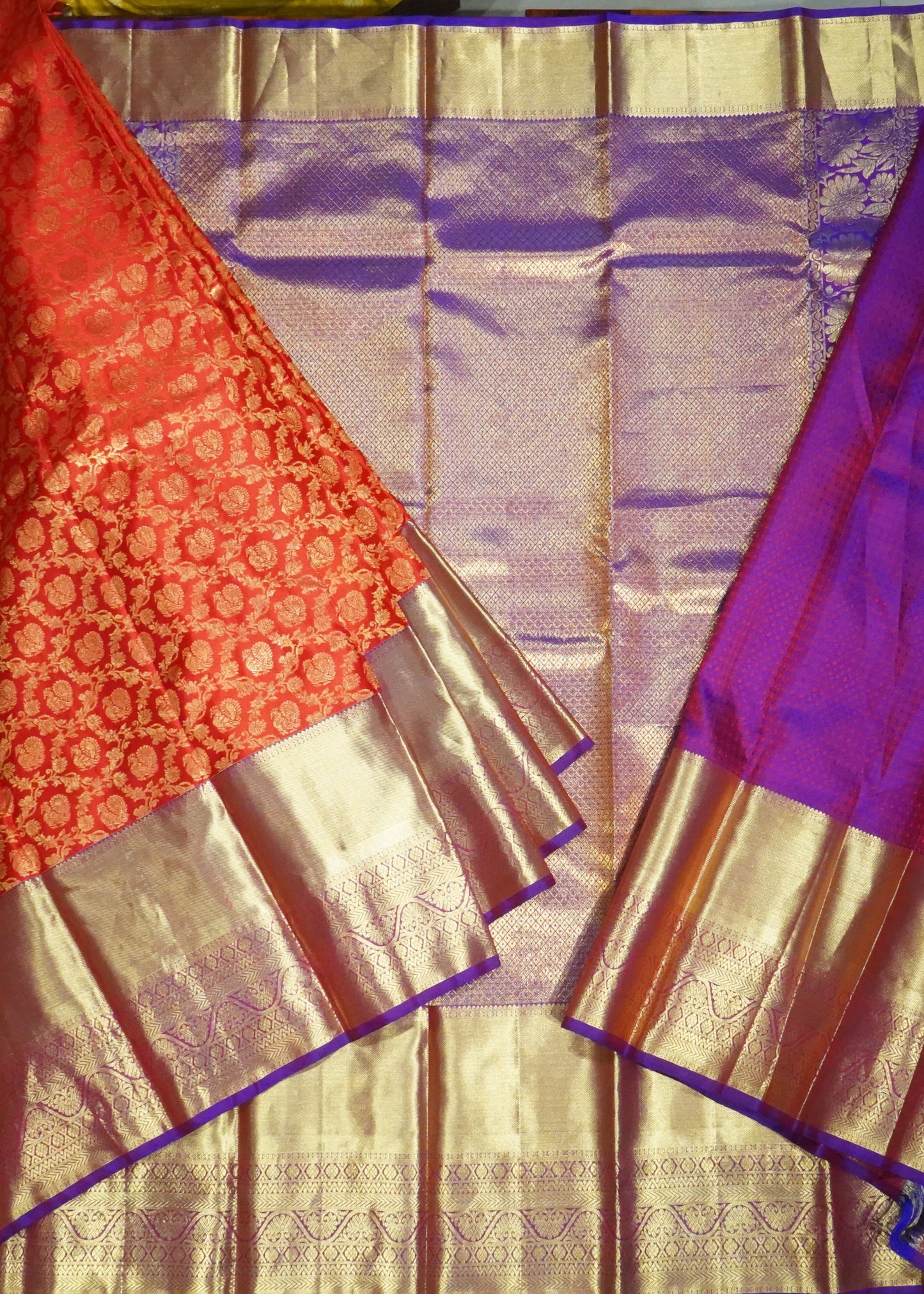 Orange Kanchi All Over Zari Pure Silk Handloom Saree