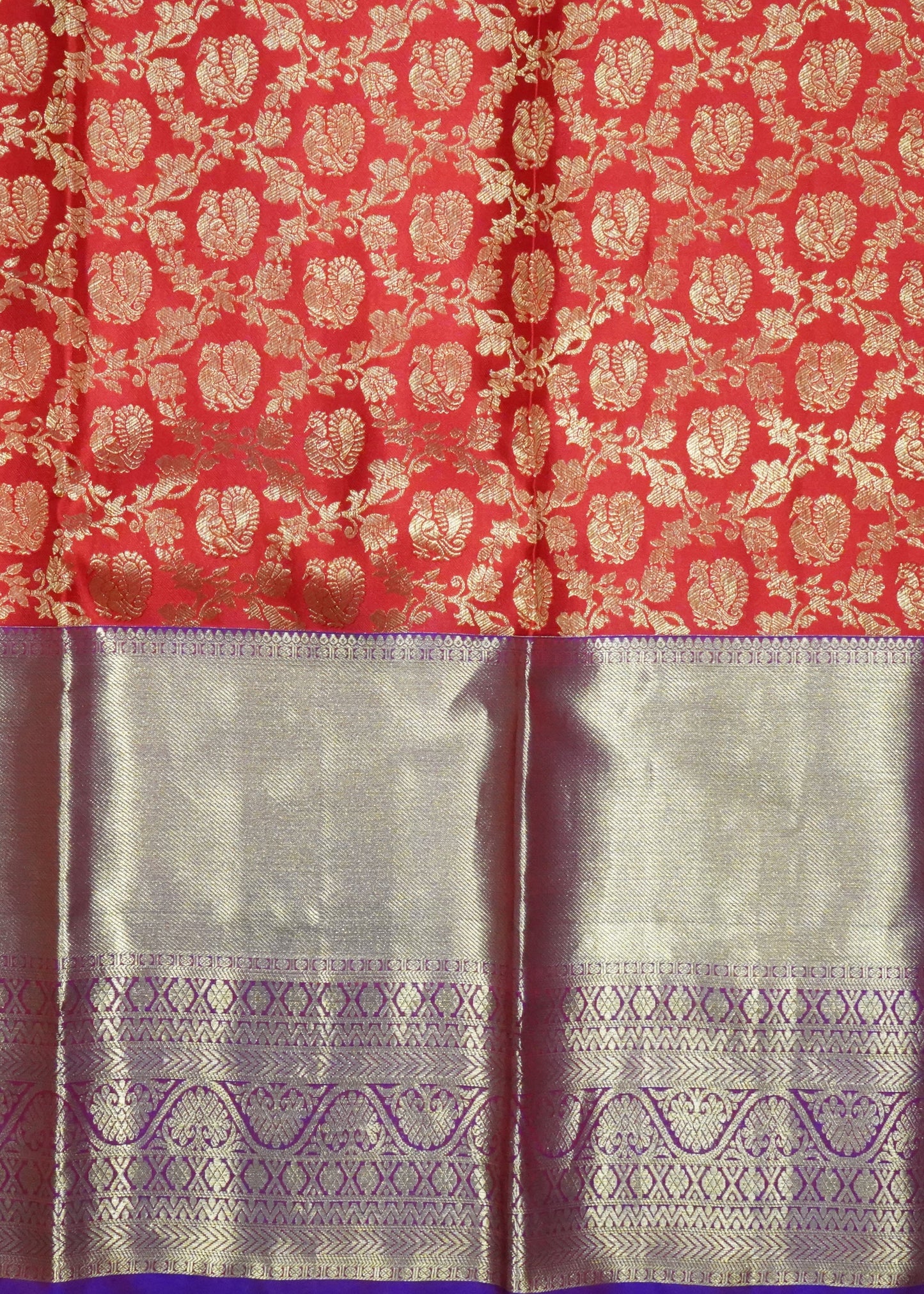 Orange Kanchi All Over Zari Pure Silk Handloom Saree