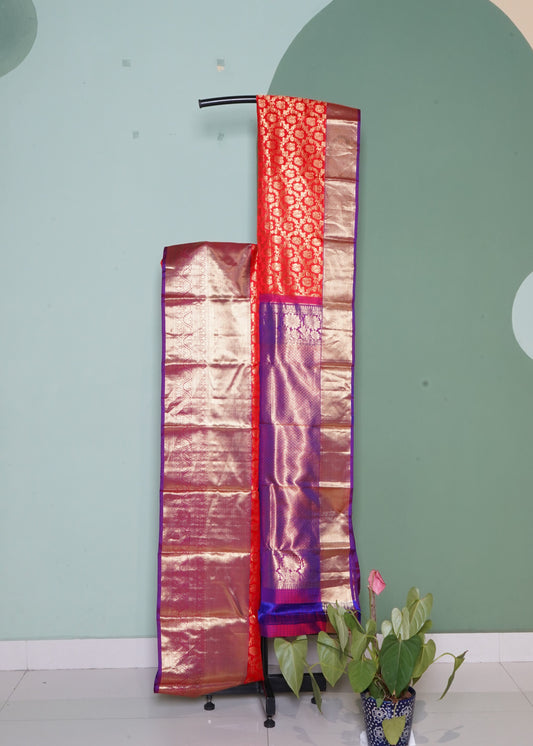 Orange Kanchi All Over Zari Pure Silk Handloom Saree