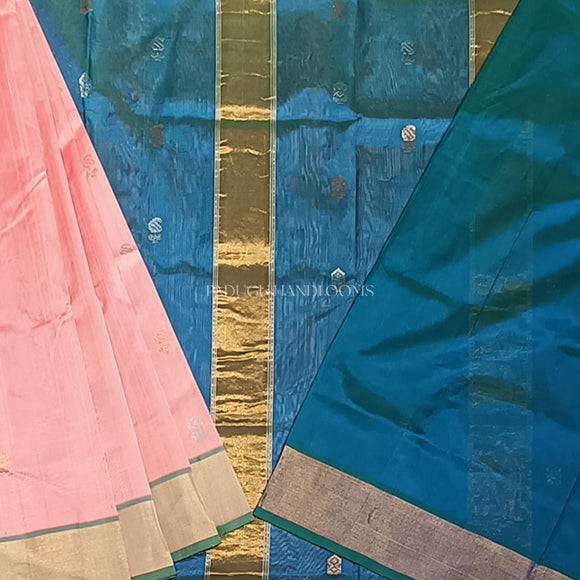 Baby Pink Mangalagiri  Pure Silk Handloom Saree