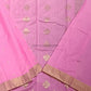 Baby Pink Chanderi Cotton Silk Pure Handloom Saree