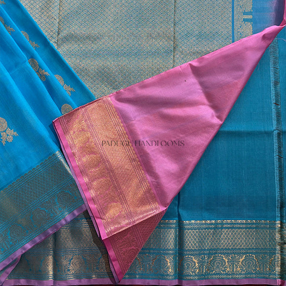 Blue Pure Silk Venkatagiri Handloom Saree