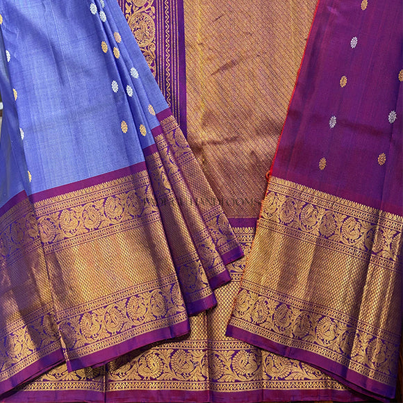 Lavender Gadwal Pure Silk Handloom Saree