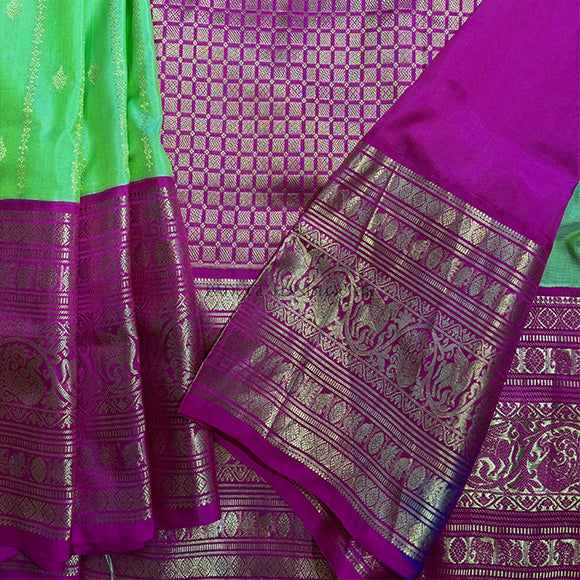 Light Green Pure Silk Venkatagiri Handloom Saree