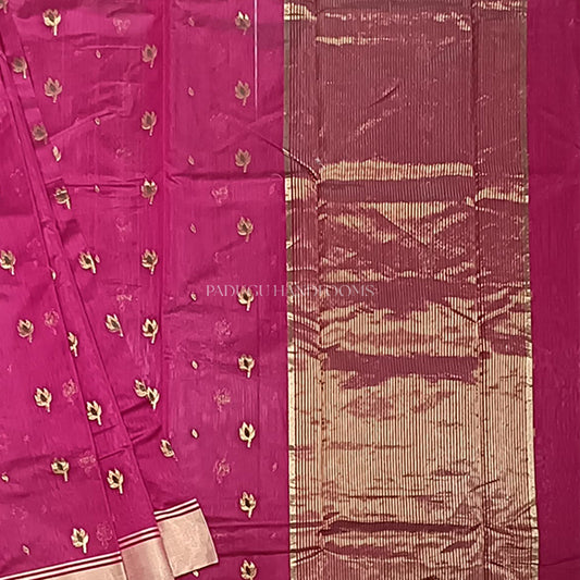 Pink Chanderi Cotton Silk Pure Handloom Saree