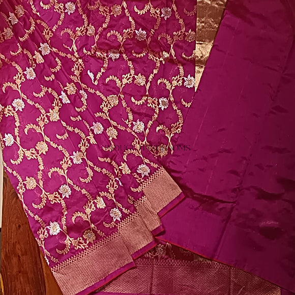 Pink Chanderi Pure Silk All Over Zari Handloom Saree