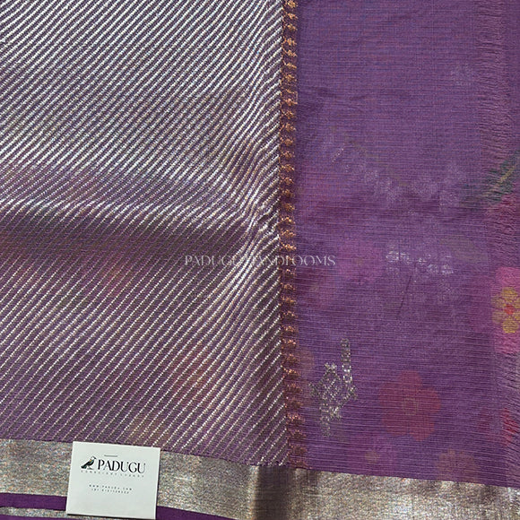 Purple Zari Kota Pure Handloom Saree