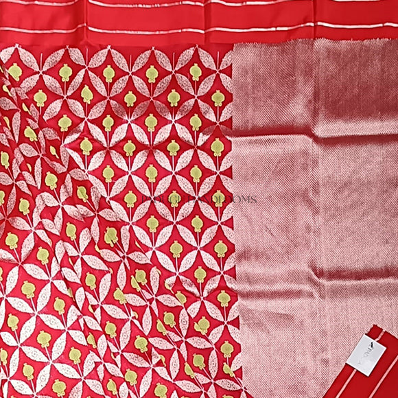 Red Chanderi Pure Silk Handloom Saree