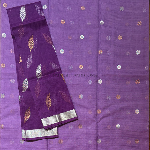 Purple Zari Kota Pure Handloom Saree