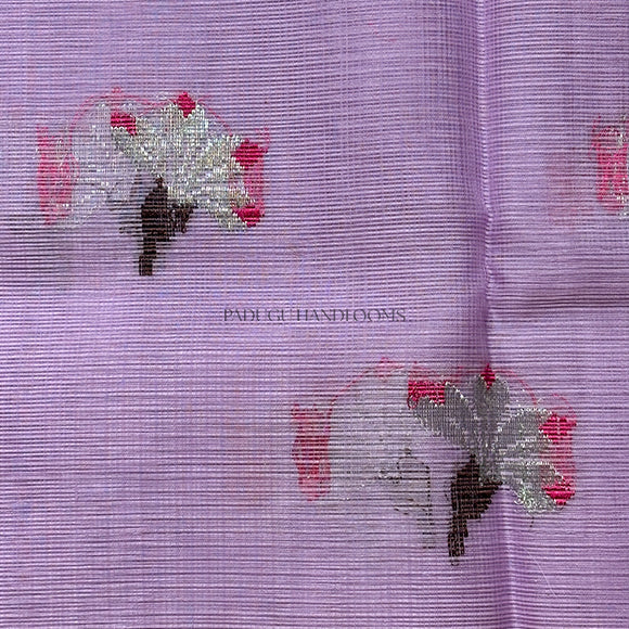 Lavendar Zari Kota Pure Handloom Saree