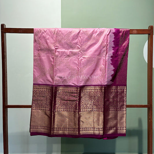 Baby Pink Pochampally Ikkat Pure Silk Handloom Saree